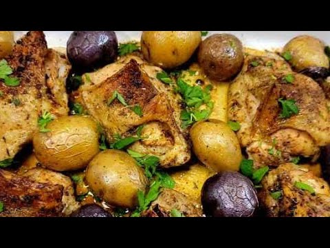 Crispy Oven Baked Chicken Thighs with Potatoes