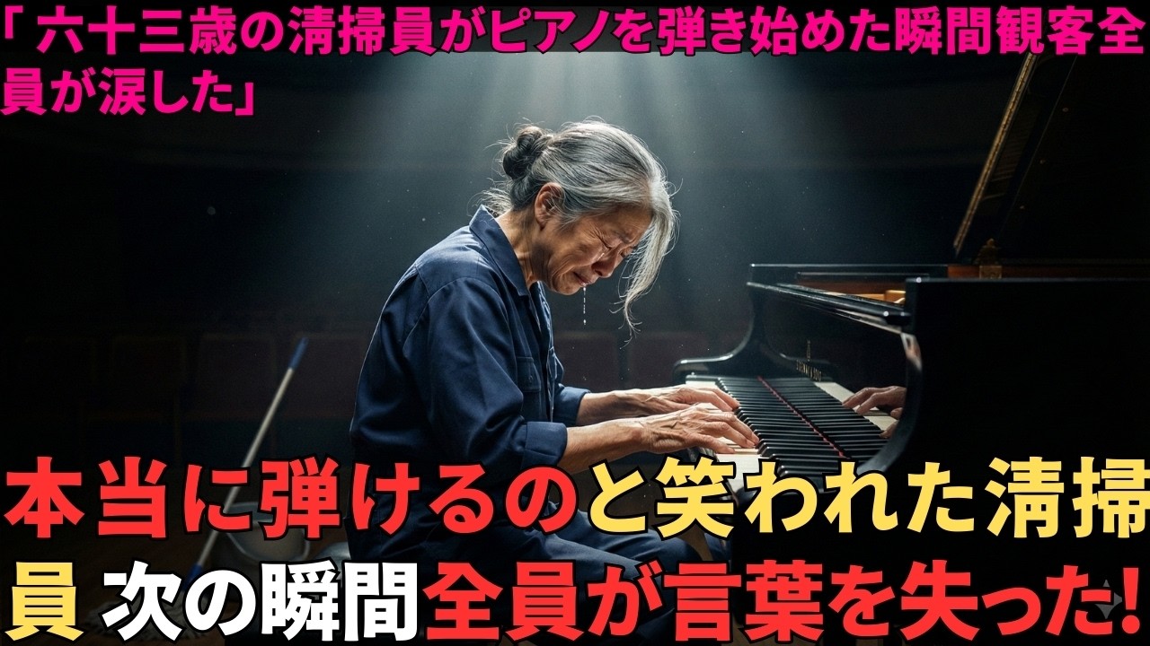 「本当に弾けるの」と笑われた清掃員、次の瞬間、全員が言葉を失った