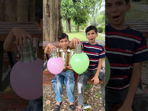 Yeh balloon kesy glass k sth chipak gy #ytshorts #comedy