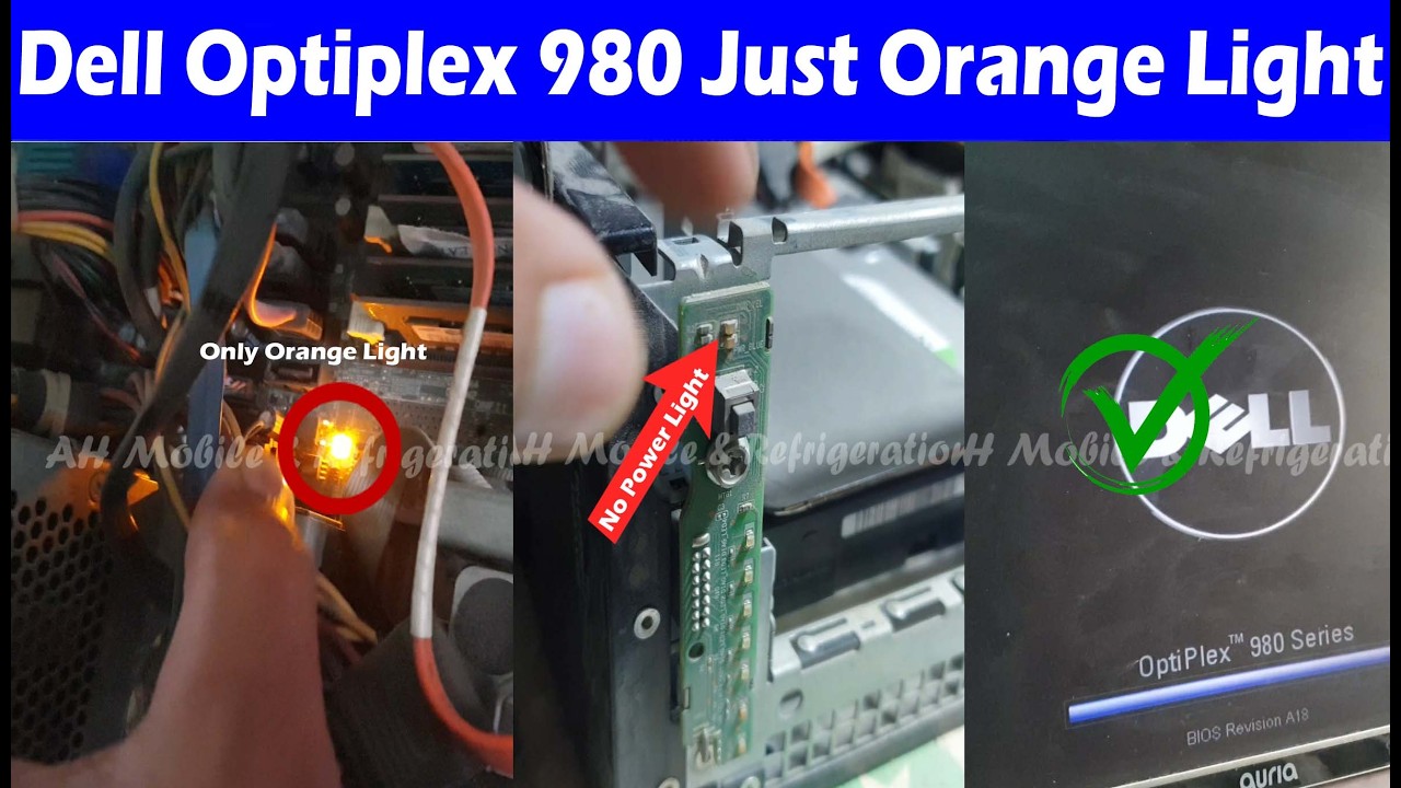 Dell Optiplex 980 PC Not Power on Just Orange Light on Motherboard