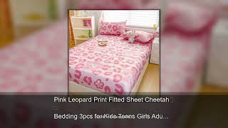 Pink Leopard Print Fitted Sheet Cheetah Bedding 3pcs for Kids Teens Girls Adults Room Decor,Wil