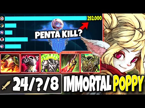 Meet Immortal Poppy the Most Game Breaking 1v5 PENTA KILL?? 🔥 LoL Top Lane Poppy Build s10 Gameplay