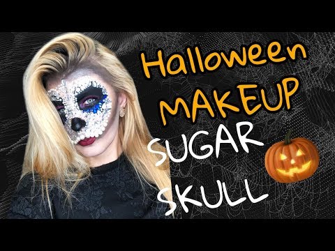 HALLOWEEN MAKEUP SUGAR SKULL || ЛЕГКИЙ ОБРАЗ НА ХЕЛЛОУИН  САХАРНЫЙ ЧЕРЕП