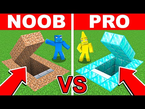 NOOB vs PRO: SECRET BUNKER House Build in Minecraft