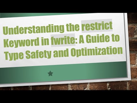 Understanding the restrict Keyword in fwrite: A Guide to Type Safety and Optimization
