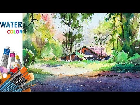 watercolor painting landscape by nihar debnath