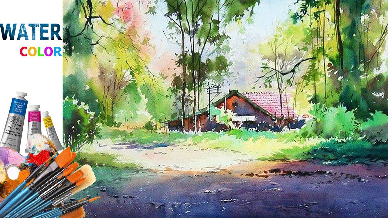 watercolor painting landscape by nihar debnath