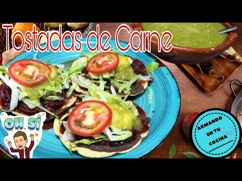 Tostadas De Carne Deshebrada En Chile Pasilla Video