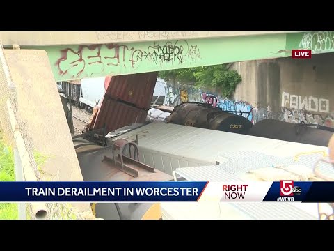 Train strikes overpass causing derailment in Worcester