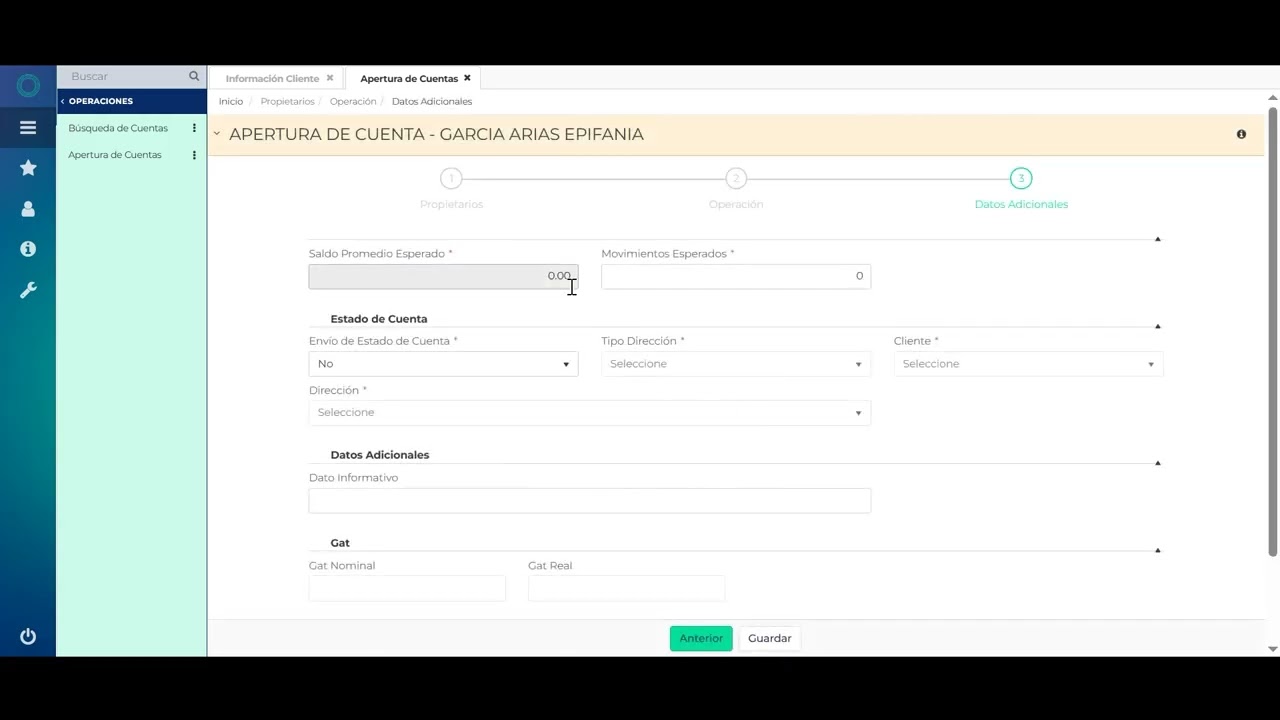 Apertura de Cuenta de Ahorros