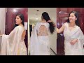 Elegant White Satin Saree Fashion Show Backless Blouse Design Saree Lover Saree Fashion