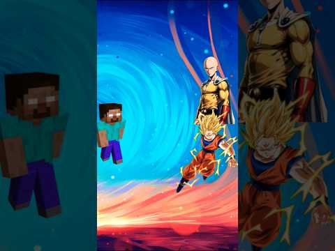 Herobrine Vs Saitama & Goku 🔥#herobrine #saitama #goku