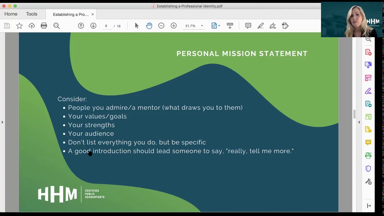 Establishing a professional identity