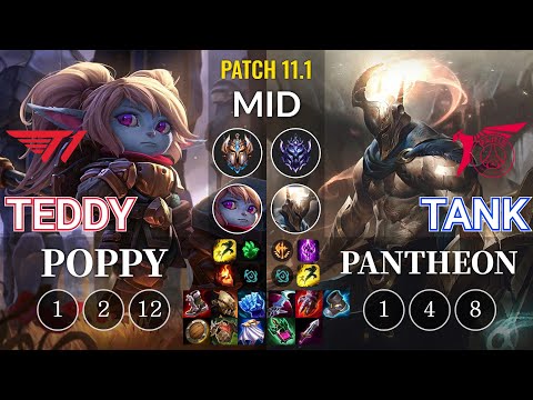 T1 Teddy Poppy vs TLN Tank Pantheon Mid - KR Patch 11.1