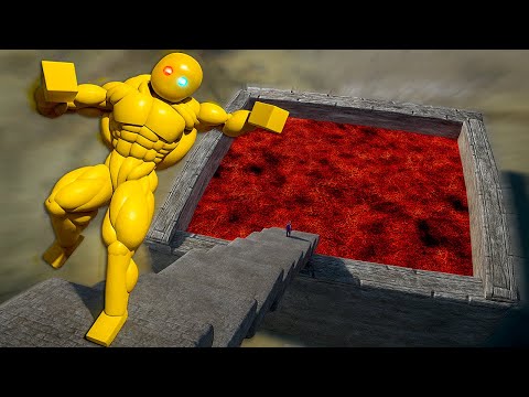 Insane Euphoria Ragdoll Physics – Falling From a Huge Ramp Into Lava!
