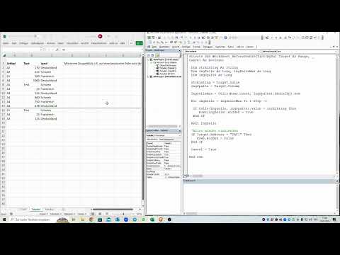 Video 291: Bestimmte Zeilen aus Tabelle per Doppelklick auf die Zelle automatisch ausblenden
