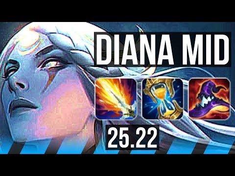 DIANA vs YONE (MID) | 7 solo kills | KR Master | 25.22