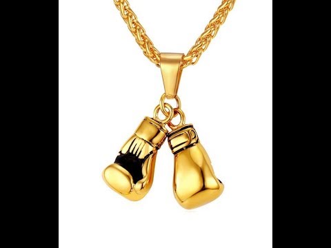 Boxhandschuh Anhänger gelb gold überzogen