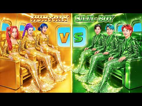 Gold Couple vs. Emerald Couple: The Nerd Boy Falls for Rumi Huntrix! K-Pop Demon Hunter on the Plane