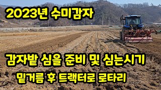 감자밭 준비 및 감자 심는시기 예상 트랙터로 로타리 [감자재배방법]