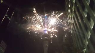 New Year 2017 Fireworks at Sky City, Auckland, New Zealand.