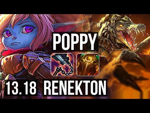 POPPY vs RENEKTON (TOP) | 2.9M mastery, 4/1/8, 300+ games | KR Master | 13.18