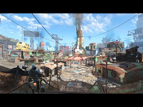 [4К] Walking Tour of Diamond City: Exploring Fallout 4