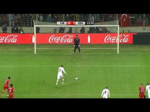 Nicklas Bendtner penalty GOAL for Denmark v Turkey!