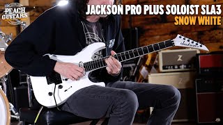 Video thumbnail for No Talking...Just Tones | Jackson Pro Plus Series Soloist SLA3 | Ebony - Snow White by Peach Guitars