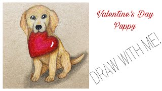 Valentine's Day Puppy Drawing | DRAW WITH ME