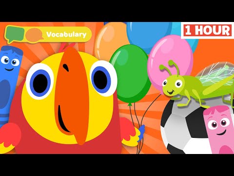 Toddler learning video | Larry Surprise Eggs & Color Crew | New words for kids | 1 Hour compilation