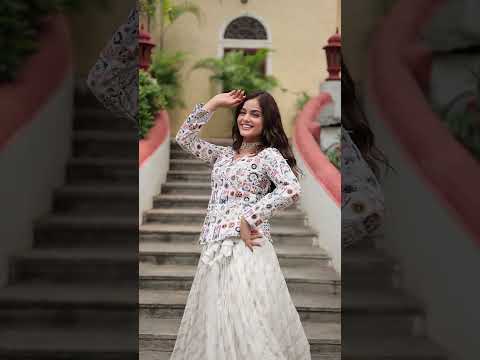 White Elegant Viscose Jacquard Lehenga with Embroidered Faux Georgette Peplum