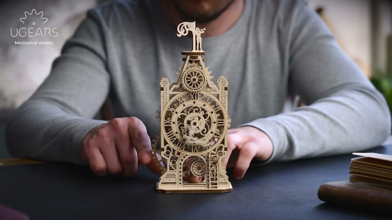 Ugears 3D dřevěné mechanické puzzle Hodinová věž