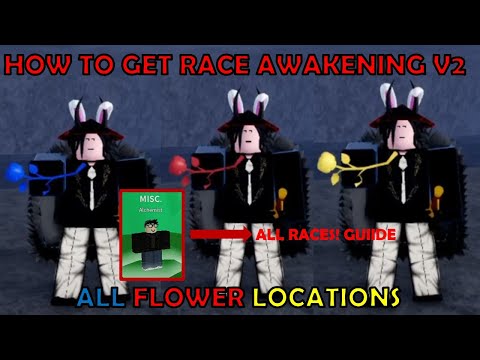 How to Get Race Awakening V2 [ALL RACES] & All Flower Locations (Blue,Red,Yellow)
