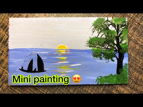 Seascape 💙| Mini paintings | Acrylic painting for beginners #38  #painting