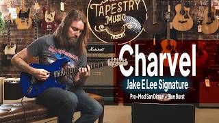 Video thumbnail for Charvel Jake E Lee Signature Pro-Mod San Dimas Blue Burst – 80s Tone Machine! by Tapestry Music