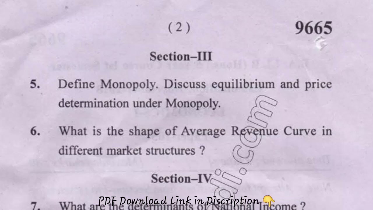 BA LLB Hons 1st Sem Economics Question Paper