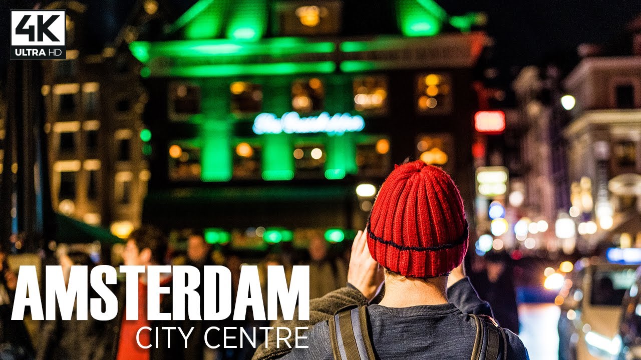 Walking Around AMSTERDAM City Centre at Night