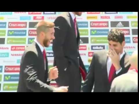 Old enemies Diego Costa and Sergio Ramos share a joke  Mail Online
