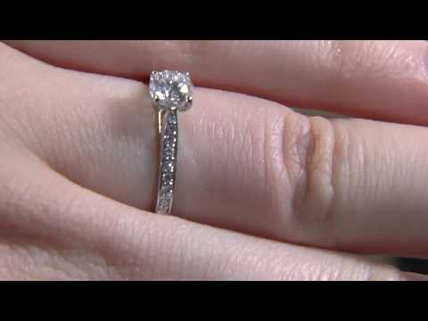 SD051 Round Brilliant Cut Diamond pave Set Engagement Ring