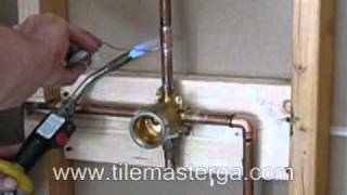Shower Valve replacement - brass rough in installation, copper soldering How to DIY - DELTA Part "2"