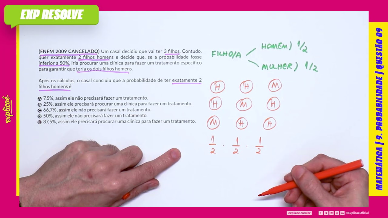 UM CASAL DECIDIU QUE VAI TER 3 FILHOS. CONTUDO, QUER EXATAMENTE 2 FILHOS (...) | PROBABILIDADE