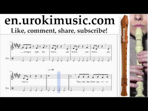 Recorder lessons (B.) Michael Jackson - Beat It Sheet Music Tutorial Part#2 um-i352