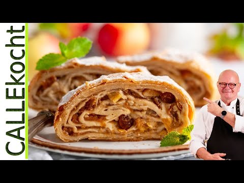 Apfelstrudel schnell & einfach selbermachen. Rezept o. Schnickschnack!