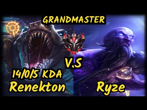 Best Renekton 금똥왁왁 (RENEKTON) vs RYZE - 14/0/5 KDA TOP GAMEPLAY - KR Ranked GRANDMASTER