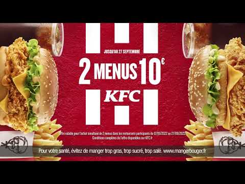 Musique publicité pub KFC  2022 2 MENUS POUR 10 €