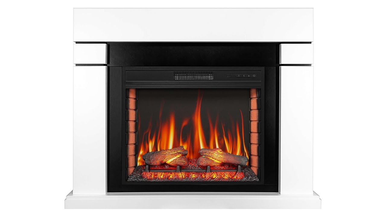 Камінокомплект ArtiFlame Lindos AF28S білий з обігрівом і звуком горіння вогню
