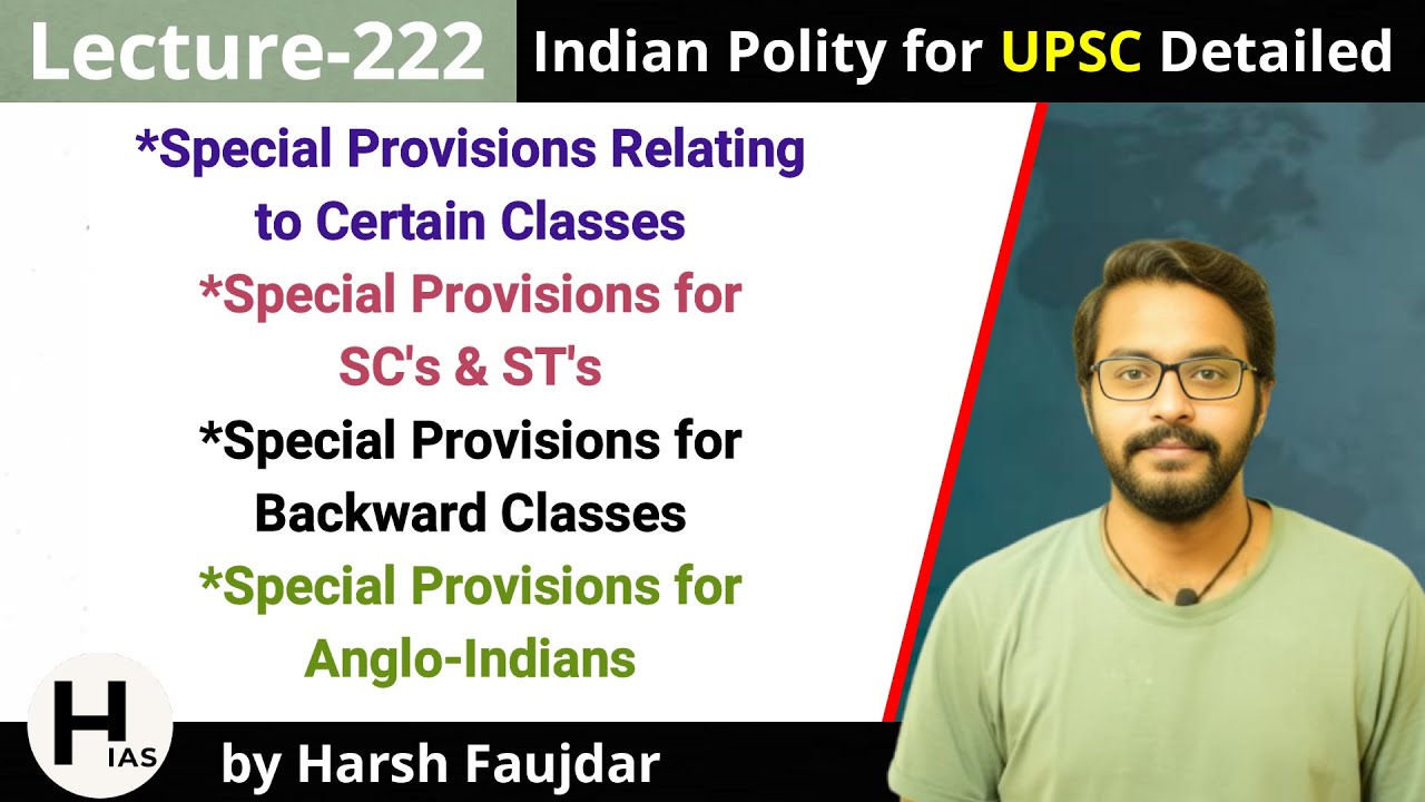 Video lecture on Special Provisions for SCs, STs, BCs, and Anglo-Indians
