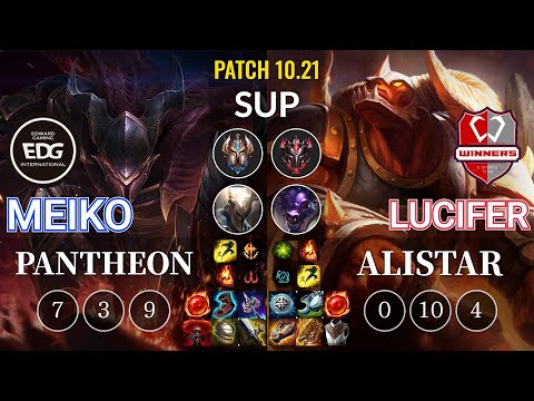 EDG Meiko Pantheon vs WNS Lucifer Alistar Sup - KR Patch 10.21