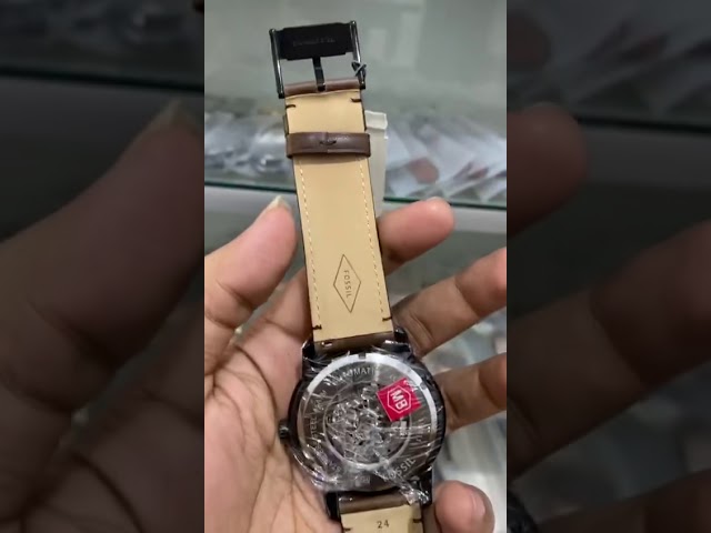 Vídeo relacionado con Fossil Reloj para hombre Townsman, movimiento mecánico automático, caja de 48mm de acero negro con correa de piel, ME3155, 48MM, Marrón